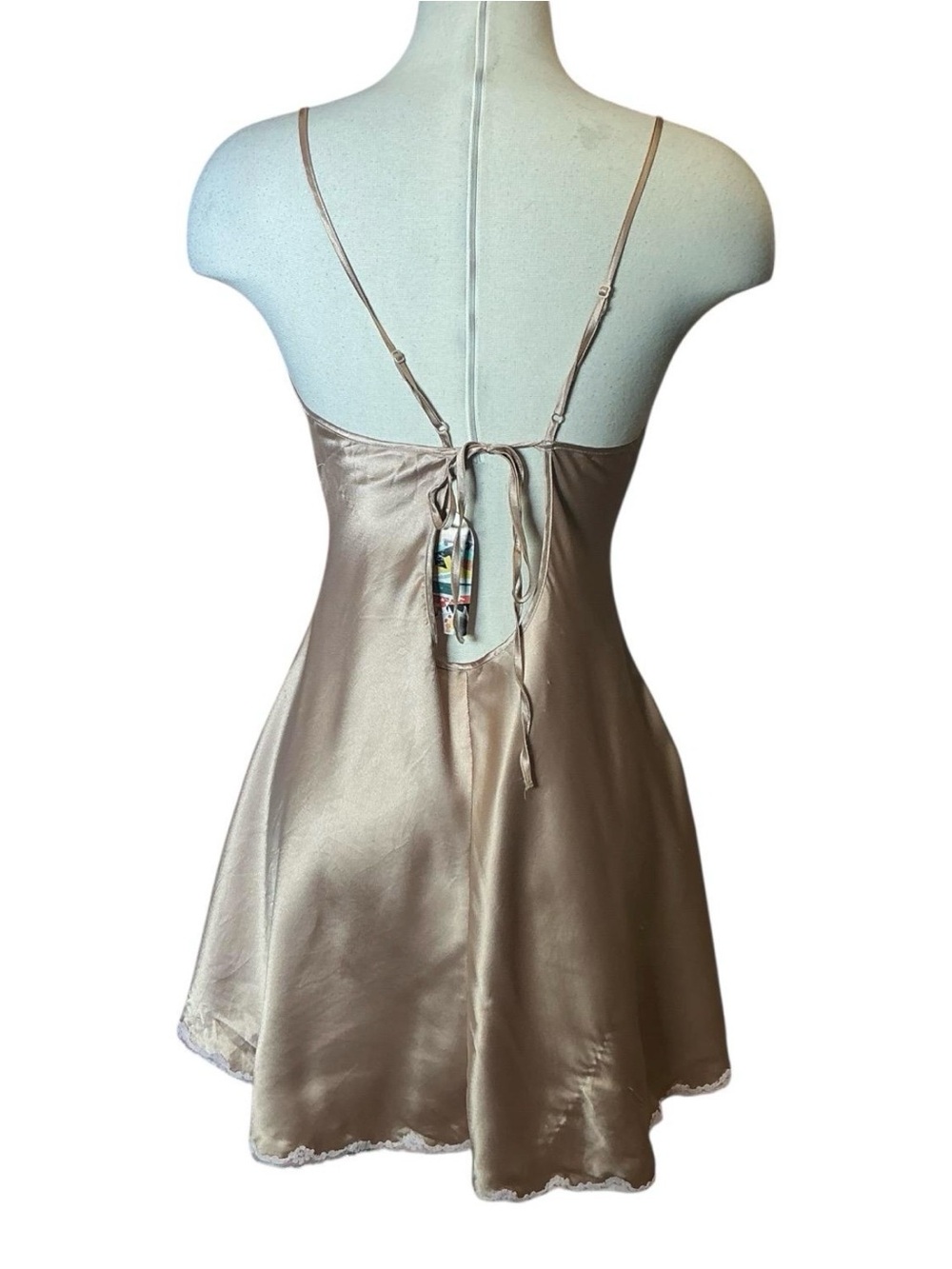 Vintage Y2K Victoria's Secret Lace Trim Rhinestone Cami Slip Dress - Picture 3 of 5